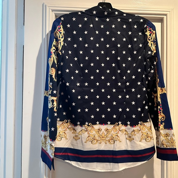 Gorgeous blouse top blogger favorite camisole Barock ornaments gold stripes - Picture 5 of 7